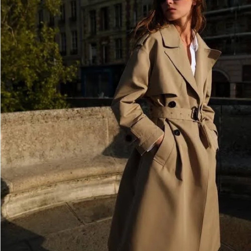 Zara Black and Cream Trench Coat